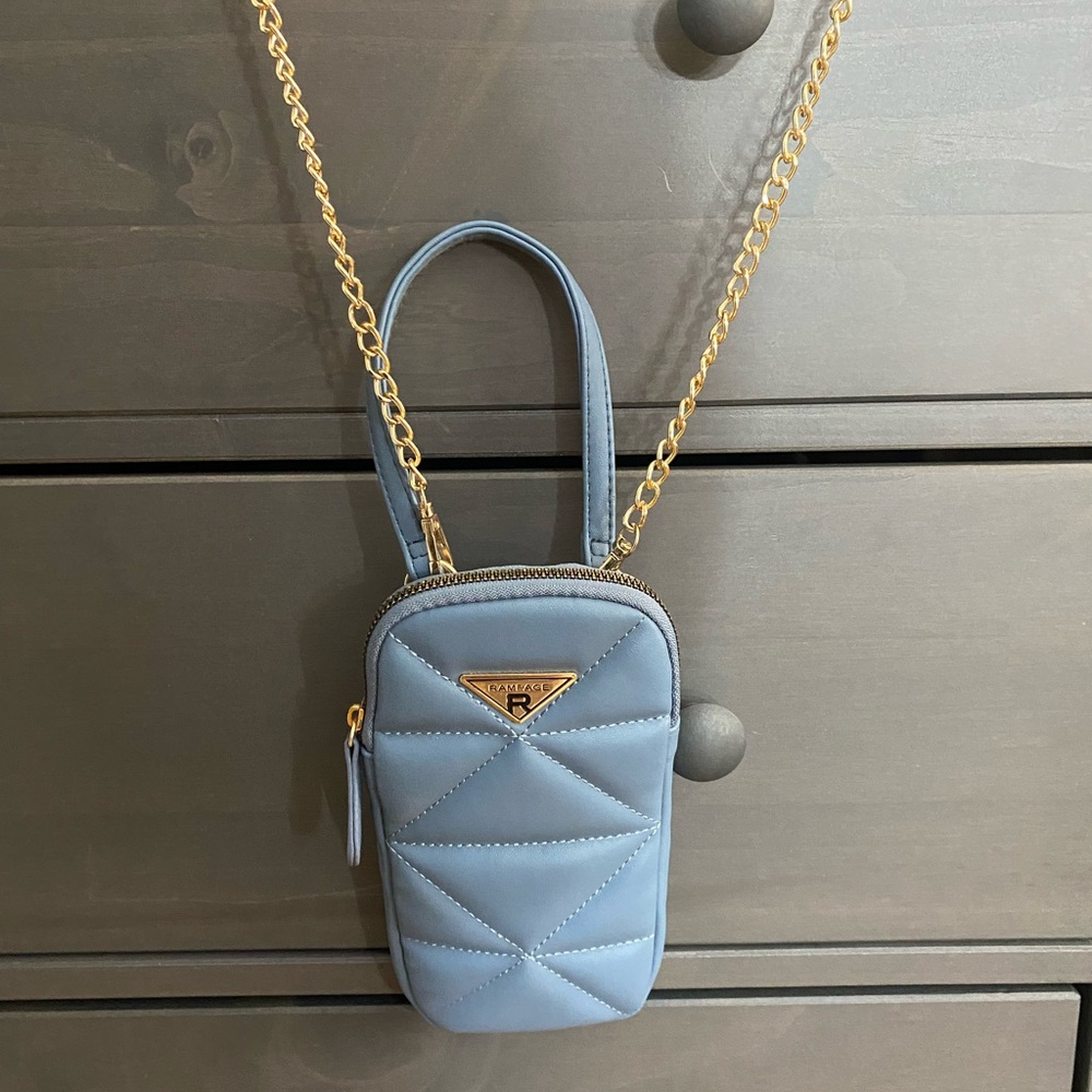 Rampage Blue Quilted Crossbody Bag with Chain Strap